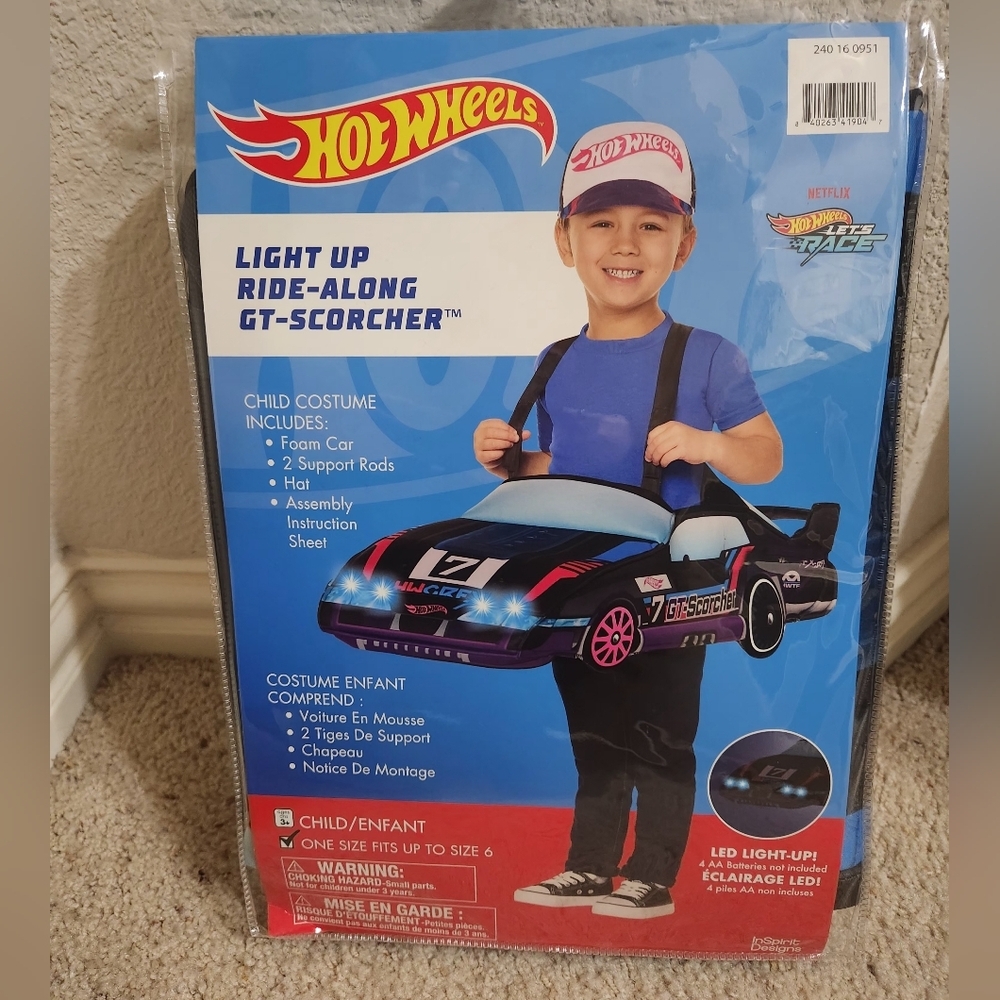 Hot Wheels Halloween Costume Light Up Ride Along GT-Scorcher One‎ Size